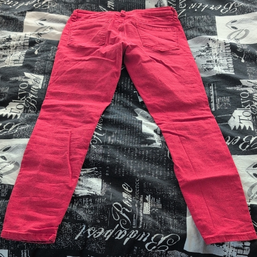 Red Distressed Jeans - Picture 3 of 3